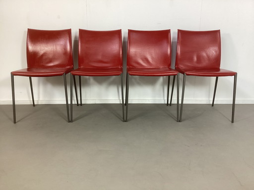 4 Zanotta Italia Lia Leather Chairs Roberto Barbieri
