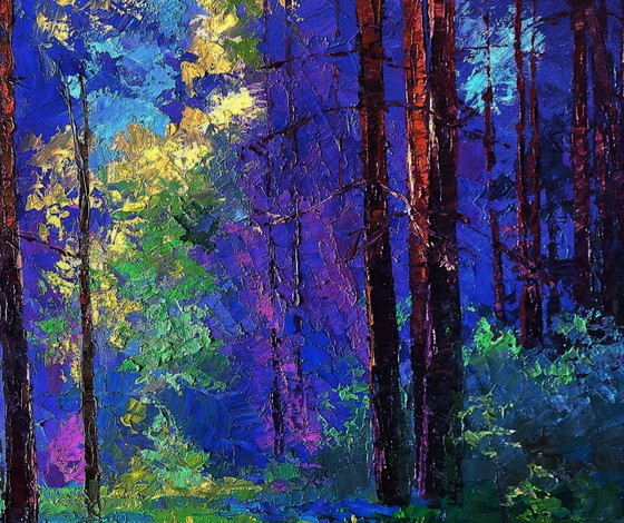 Original Oil Painting Forest Landscape Summer Nature Sunny Meadow – Paintings & Drawings, Canvas (photo 5 of 7)