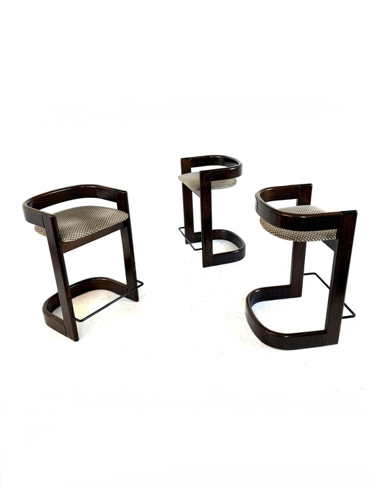 Image 1 of 3x Barhocker im Stil des Brutalismus, Willy Rizzo Stil ’80