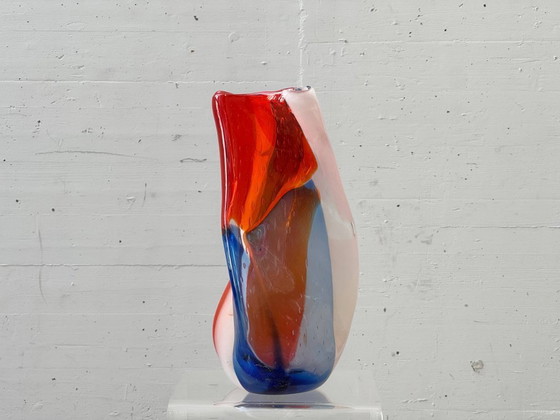 Image 1 of Murano style studio glass vase, tricolore, Mdina Glass Malta, 1970s