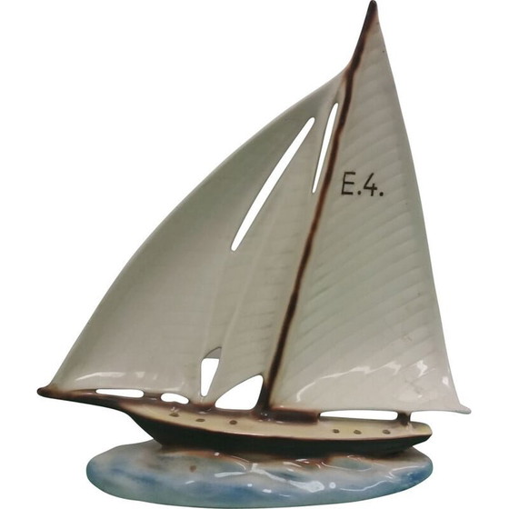 Image 1 of Vintage ceramic sailboat, Czechoslovakia 1935