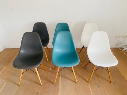 Vitra Eames DSW - Juego de 6 (Blanco, gris, azul verdoso)