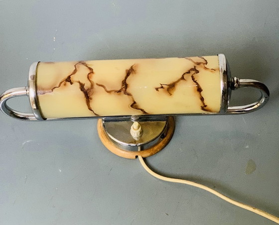 Image 1 of Art deco wandlamp gemarmerd glas van 1920 - 1930