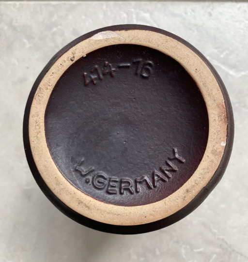 Vaso in lava marrone di Scheurich modello 414-16, Germania occidentale, anni '70