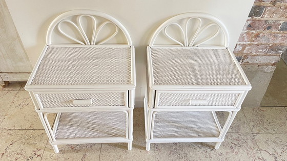 Image 1 of Coppia di comodini vintage in rattan