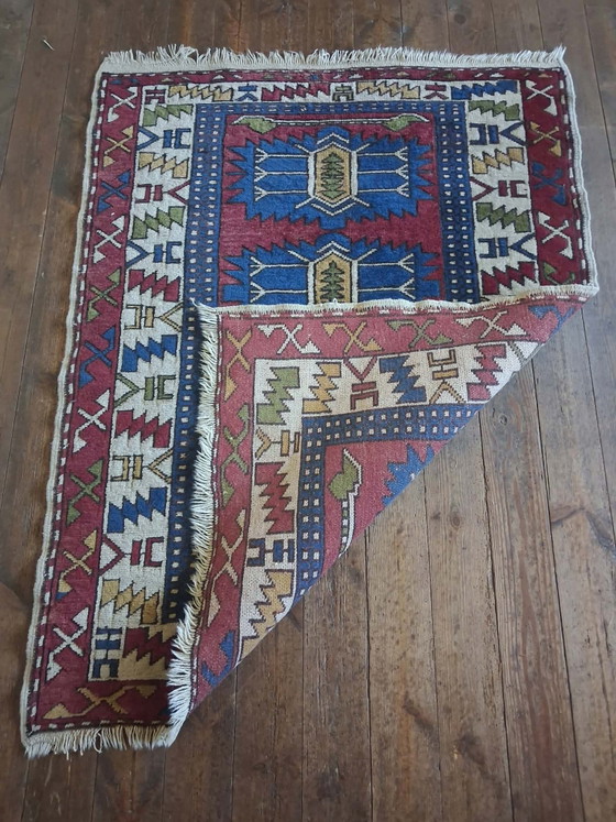 Tapis Anatolien Kars Kazak fait main 141×110cm, Coton, Laine, Multicolore (photo 10 sur 13)