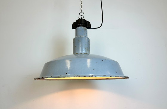 Image 1 of Large Industrial Midcentury Grey Enamel Factory Lamp, 1950s