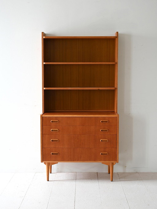 Bibliothèque scandinave avec tiroirs et étagères