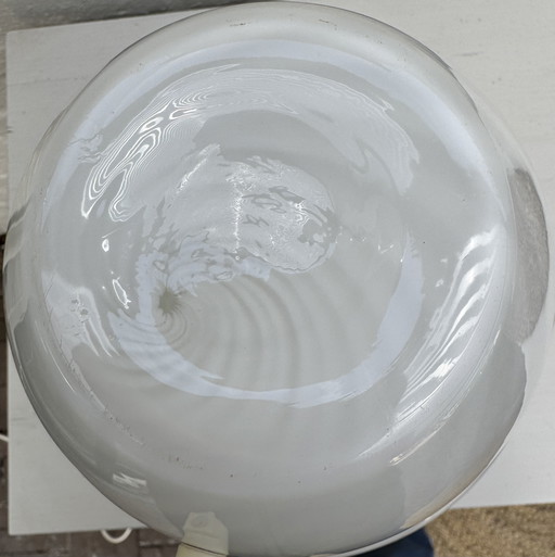 Vintage Murano 'Mushroom' Table Lamp – White Swirl Glass – 1970s