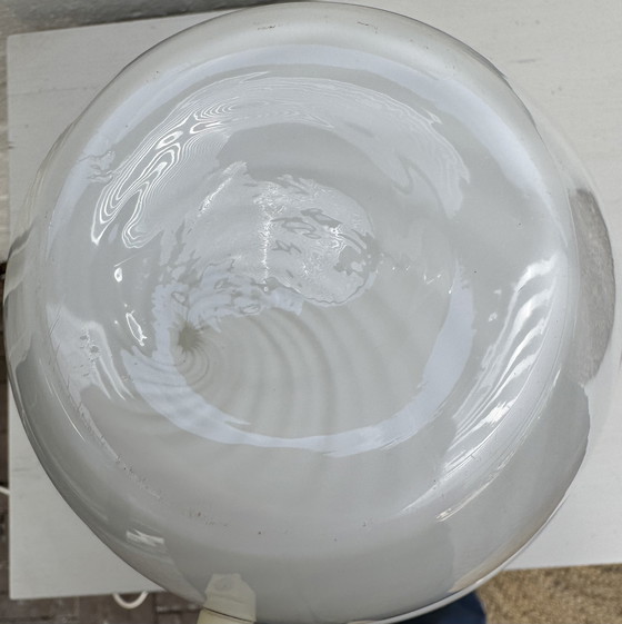 Image 1 of Vintage Murano 'Mushroom' Table Lamp – White Swirl Glass – 1970s