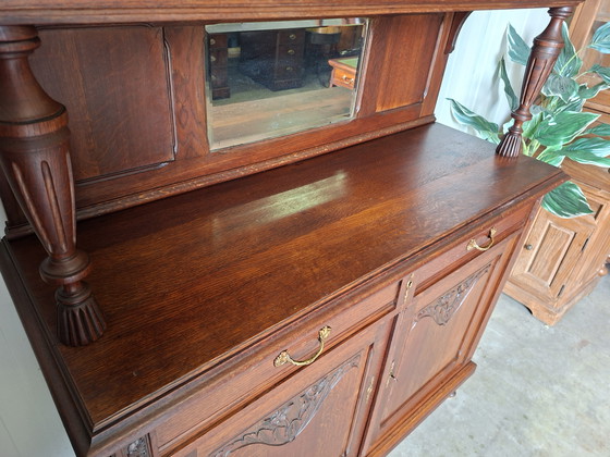 Image 1 of Antieke buffetkast, servieskast, wandmeubel afm. 130x47cm en 213cm hoog
