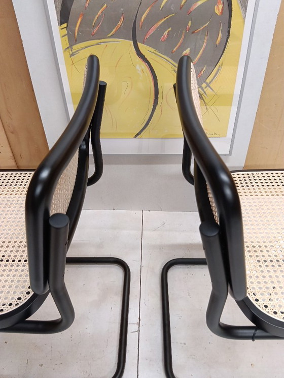 Image 1 of ALIVARMVSEVM 104. SET of 2 CESCA B32 Chairs (NEW) in Black Frame Limited Edition 