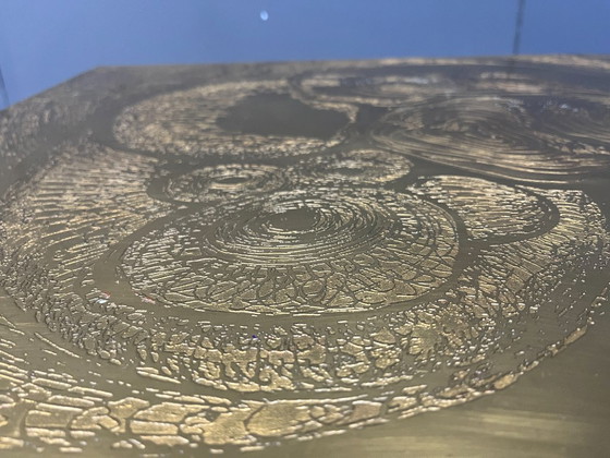 Image 1 of Etched Brass and Inlaid Agate Coffee Table by Felix De Boussy, Belgium