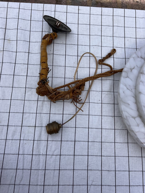 Image 1 of Lampada a sospensione in stile Art Déco in marmo bianco grigio