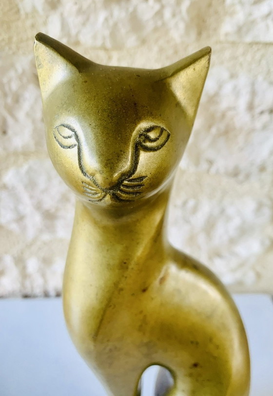 Image 1 of Sculpture de chat siamois en laiton