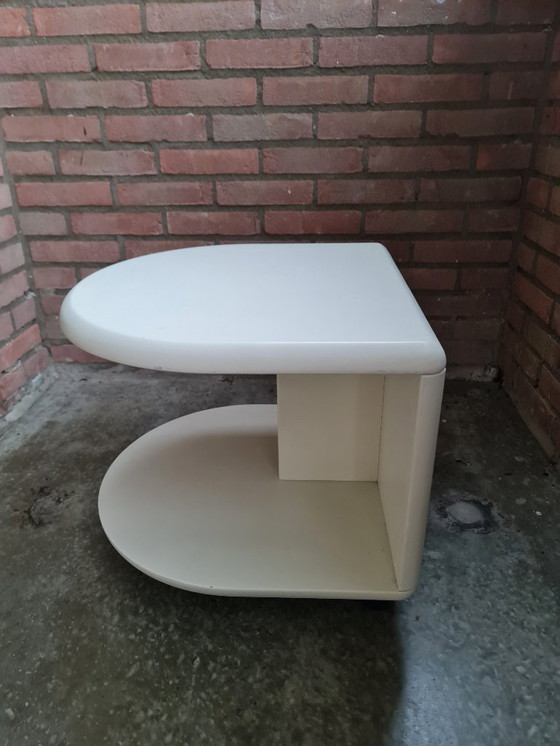 Image 1 of Space Age tables side tables made of wood with wheels