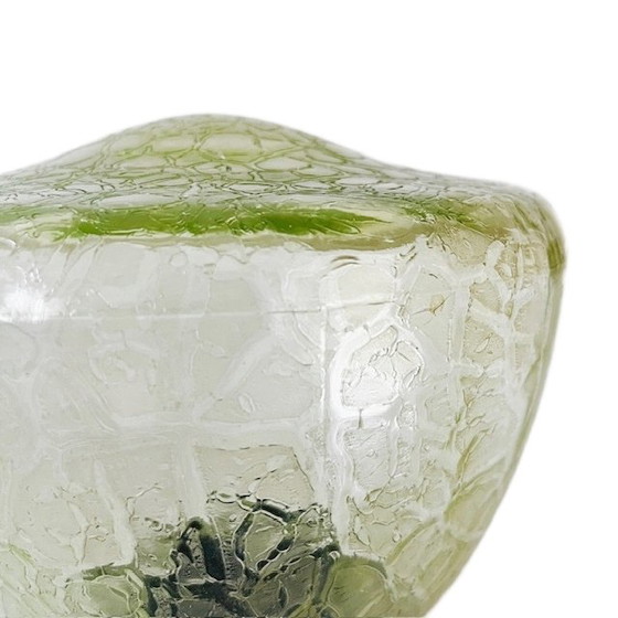 Image 1 of Antike Art-Deco-Deckenlampe, grüne Crackle-Glas-Deckenlampe, 1920er Jahre