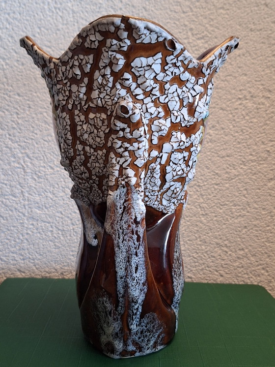 Image 1 of Vintage Vallauris crackle Fat Lava Vase