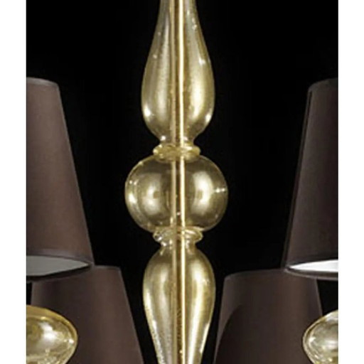 Moderner goldener Kronleuchter aus Muranoglas im zeitgenössischen Stil
