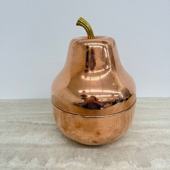 Image 1 of Secchiello per il ghiaccio vintage Raymor a forma di pera, in rame, per champagne e vino, Italia, anni '70.