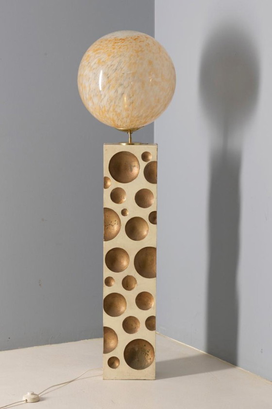 Image 1 of Lámpara de pie con pantalla de cristal jaspeado, años 60-70, Europa