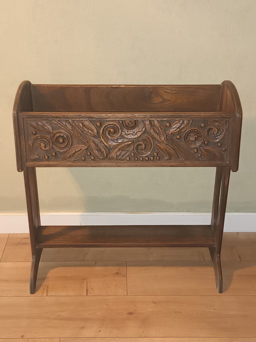 Art nouveau houten plantenbak