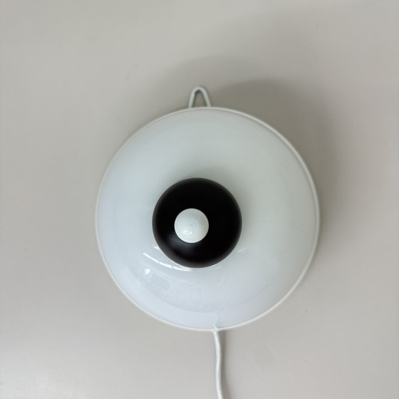 Image 1 of Vintage brown and white wall lamp sconce , 1970s
