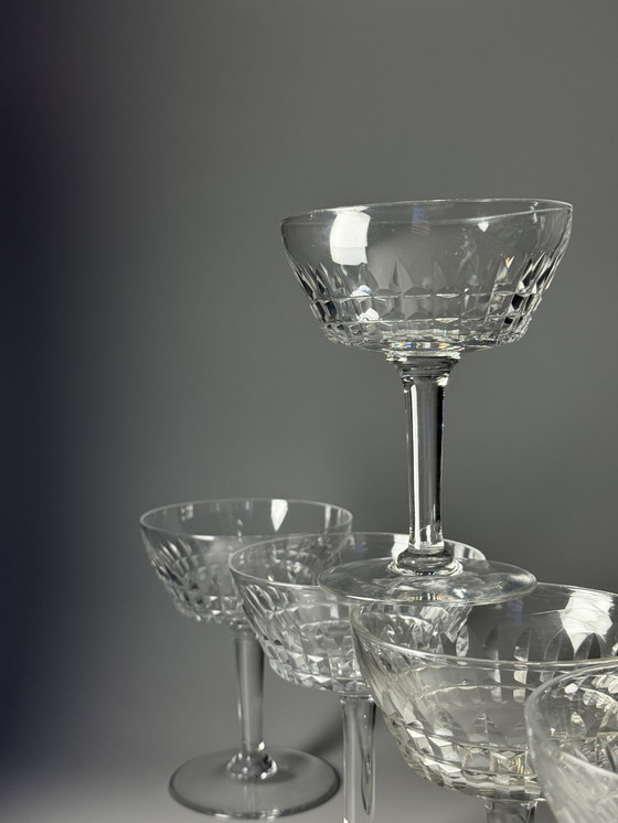 Image 1 of Val Saint Lambert - Set di 6 coppe di cristallo - Servizio Mery. Art Déco anni '40