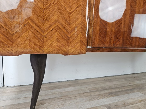 Image 1 of Mahogany-clad sideboard with glass top