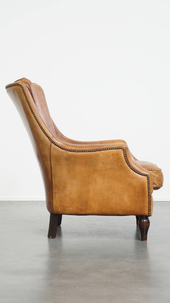 Image 1 of Vintage Fauteuil Gemaakt van Schapenleer