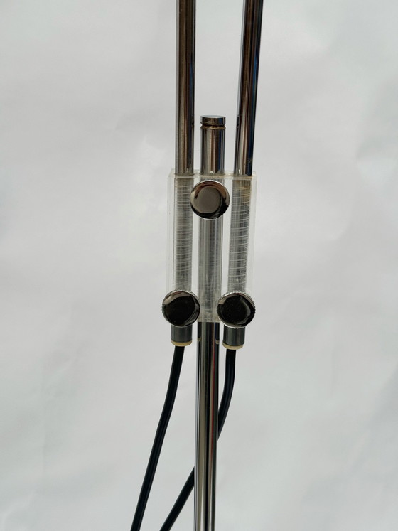 Image 1 of Vintage Gepo Amsterdam Chrome Eyeball lamp uit de jaren 70 - Dubbele boog, Space Age-stijl