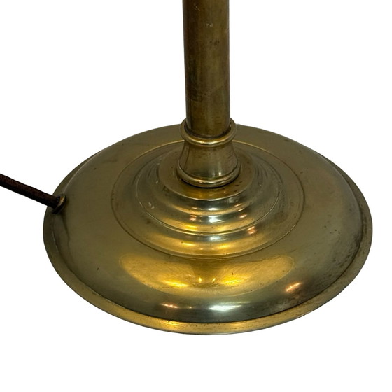 Image 1 of Art Déco - Lampada da tavolo XL - Vetro olofane - Base in ottone, due prese - In ottime condizioni!