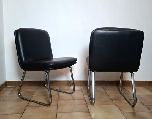 Set aus zwei Ledersesseln aus den 70er Jahren