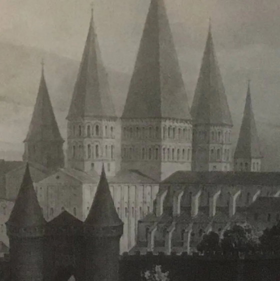 Grabado de la Abadía de Cluny enmarcado por E.Sagot finales del siglo XIX – Decoración de pared, Paper (photo 5 of 11)