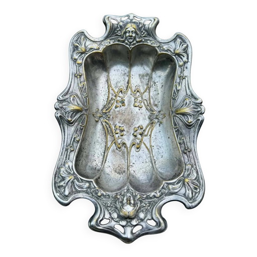 Silvered plateau Art Nouveau Jugendstil 19th century