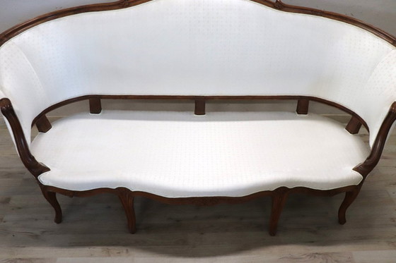 Image 1 of Canapé ancien en noyer, Italie, fin du XIXe siècle