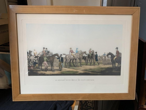 Carle Vernet, Partenza di sette cavalli, Incisione, Fine 1800 – Litografie e stampe (photo 2 of 15)