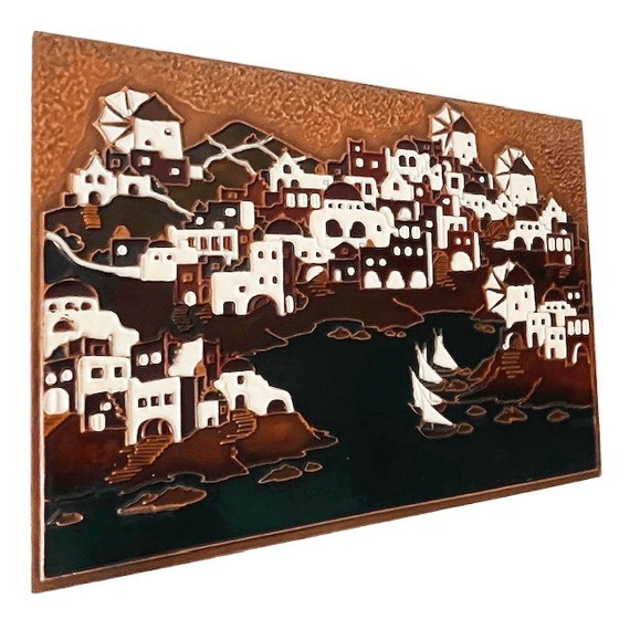 Image 1 of Targa da muro greca d'epoca di metà secolo, smalto su rame, dipinto AETHRA, anni '70