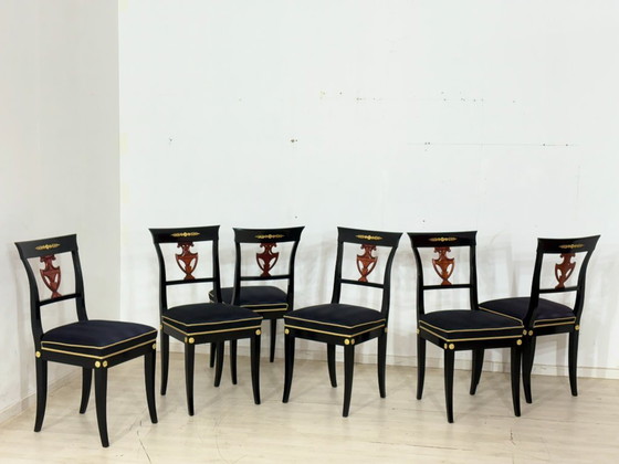 Image 1 of Set of 6 Biedermeier style chairs / vintage dining chairs / kitchen chairs