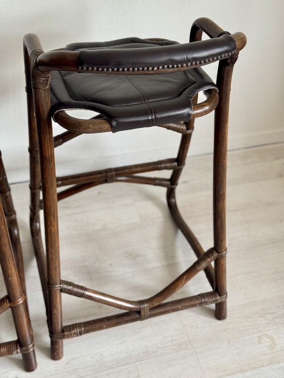 Image 1 of Vintage Bamboo Barstools Horsnaes Denmark 1970s