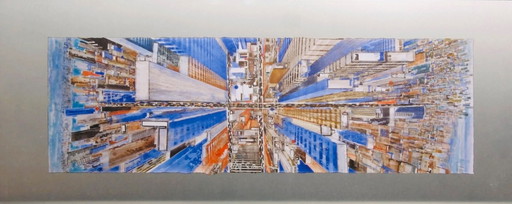 Gottfried Salzmann: "New York Crossroad." Brushed aluminum. Hand-signed, limited edition no. 15/25.