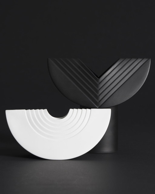 Rosenthal Studio Line Bisque Porcelain Vase Duo Ambrosio Pozzi TOTEM Minimalist