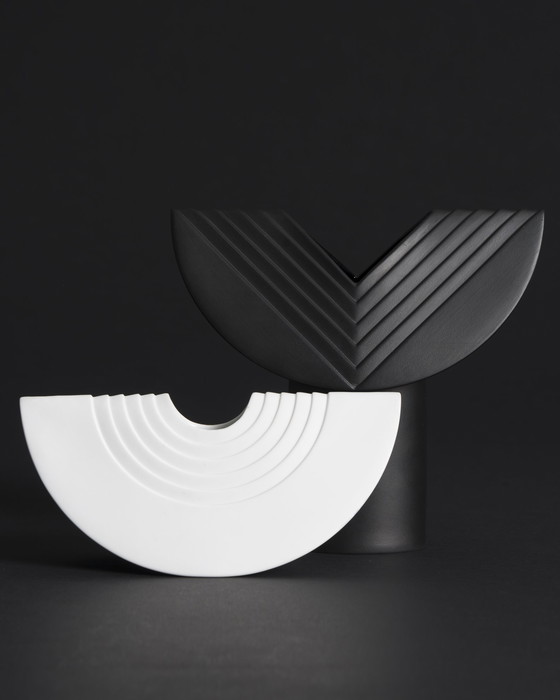 Image 1 of Rosenthal Studio Line Bisque Porzellan Vase Duo Ambrosio Pozzi TOTEM Minimalist