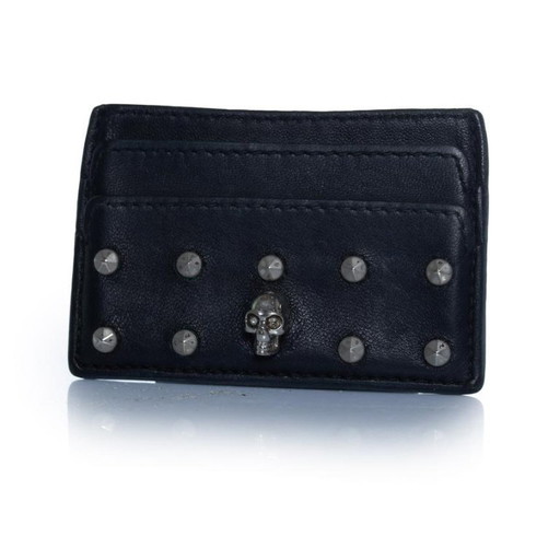 Alexander McQueen, black leather card holder
