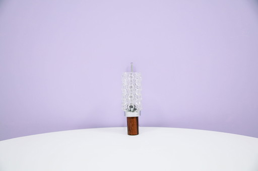Lámpara de pared de palisandro con copa de cristal