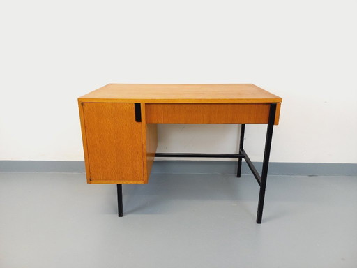 Bureau moderniste vintage Multitable par Jacques Hitier en bois de chêne et métal noir des années 50 60