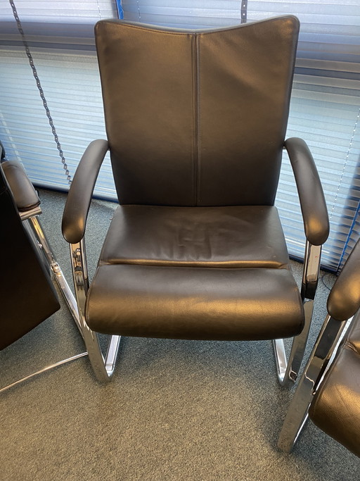 Stoelen eetkamer kantoor viasit leer chroom luxe stoel