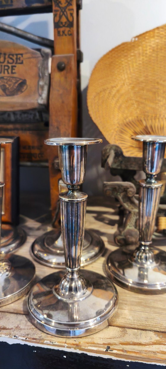 Image 1 of Silver candlesticks, 5 pairs, 10 pcs.