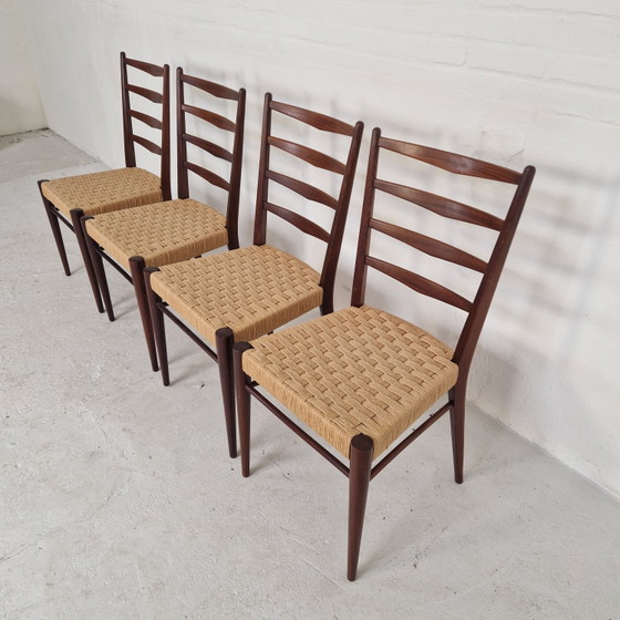 4 Vintage eetkamerstoelen naar Cees Braakman SB09 met nieuw papercord – Rattan, Wood (photo 6 of 6)