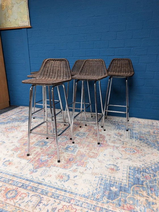 Vintage Barkruk, Dirk Van Sliedregt Voor Rohé Noordwolde, Jaren 60 – Barkrukken, Rattan (photo 12 of 20)